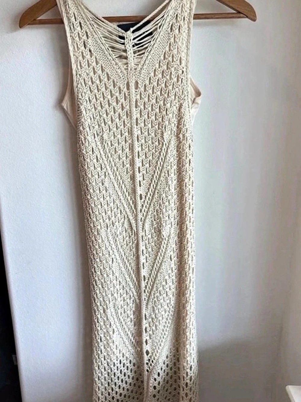 Love Markers Cream Open Knit Midi Dress